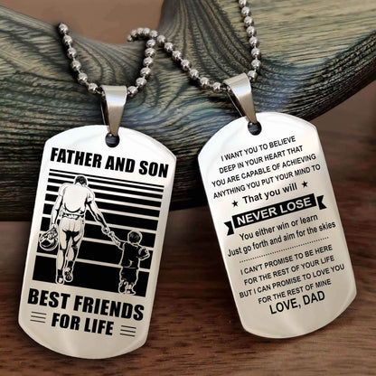 Samurai Personalized Double Sided Dog Tag Silver To My Son I Love You - You Will Never Lose You Either Win Or Learn From Dad To Son