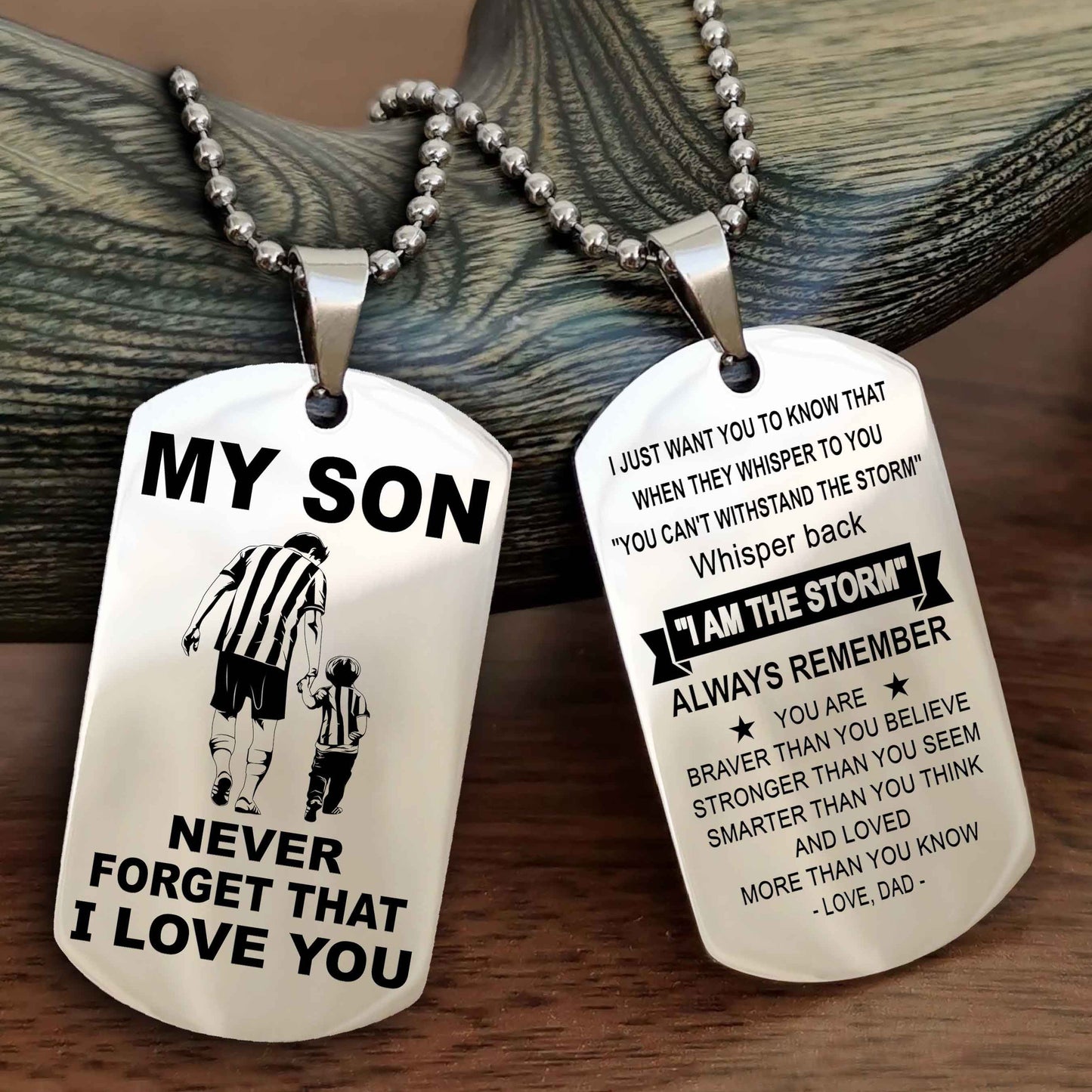 DRB Double Sided Dog Tag To My Son Never Forget That I Love You New Version - Whisper Back I'm The Storm