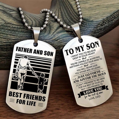 DRB Double Sided Dog Tag Father And Son Best Friend For Life - Gift For Son Just Go Forth And Aim For The Skies