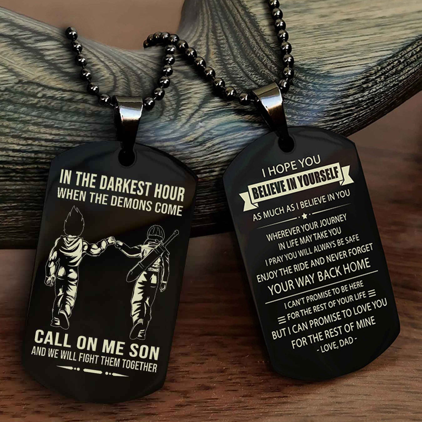 DRB Double Sided Dog Tag Call On Me Son - Gift For Son From Dad Never Forget Your Way Back Home