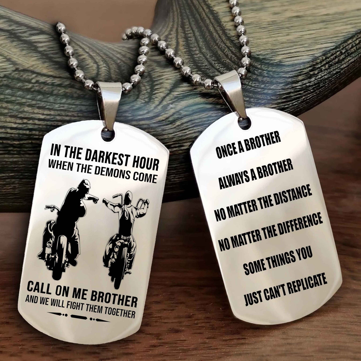 Samurai customizable engraved dog tag double sided gift from brother Once A Brother Always A Brother