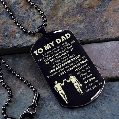 Personalized Family One Side Dog Tag To My Dad I Know It's Not Easy - I Will Always Be Your Little Boy Gift From Son To Dad Father's Day Gift