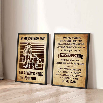 Combo 2 Sport Poster Canvas My Son Remember That - You Will Never Lose You Either Win Or Learn