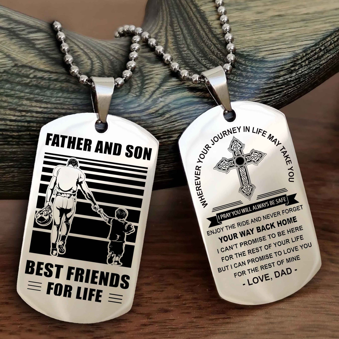 Samurai Cross Double Sided Dog Tag Father And Son Best Friend For Life - Gift For Son Never Forget Your Way Back Home