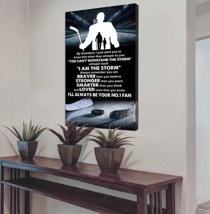 Sport Basketball Poster Canvas Granpa To Grandson - Whisper Back I Am The Storm I Will Always Your No 1 Fan