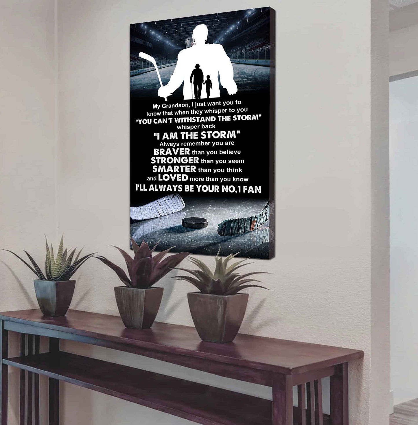 Soccer Poster Canvas Granpa To Grandson - Whisper Back I Am The Storm I Will Always Your No 1 Fan