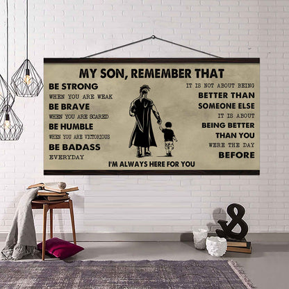 Personalized DRB Poster Canvas - My Son Remember That Be Strong When You Are Weak Be Badass Everyday