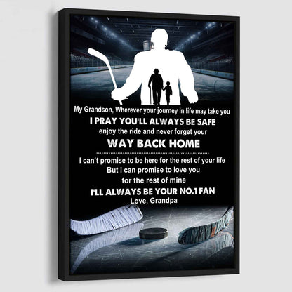 Sport Basketball Poster Canvas Grandpa To Grandson - Never Forget Your Way Back Home I Will Always Your No 1 Fan