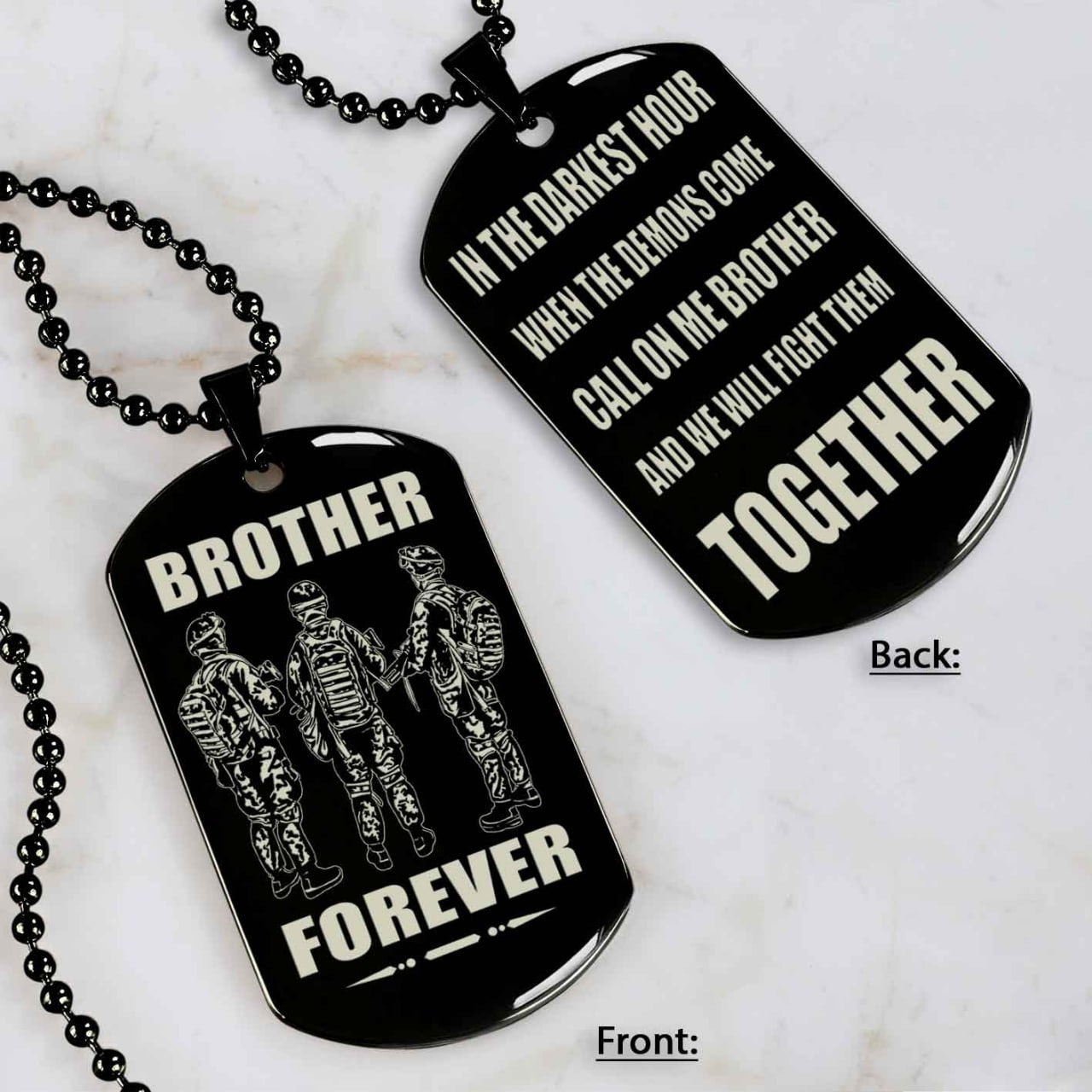 All Team engraved double sided dog tag call on me brother gift for brother dog tag for brother