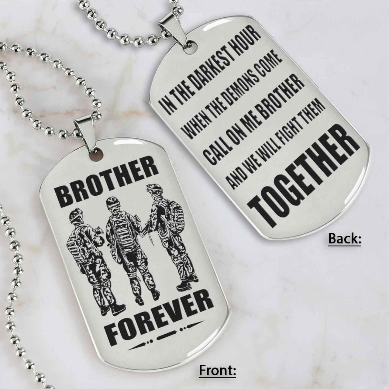 All Team engraved double sided dog tag call on me brother gift for brother dog tag for brother