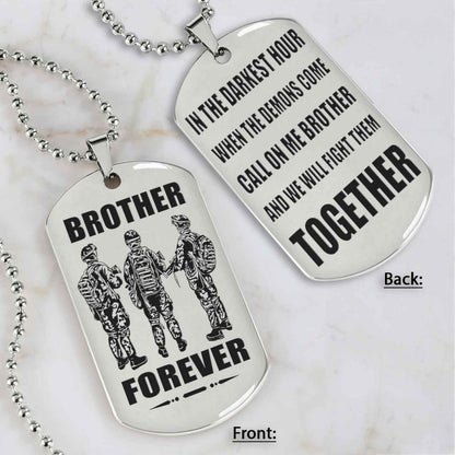 All Team engraved double sided dog tag call on me brother gift for brother dog tag for brother