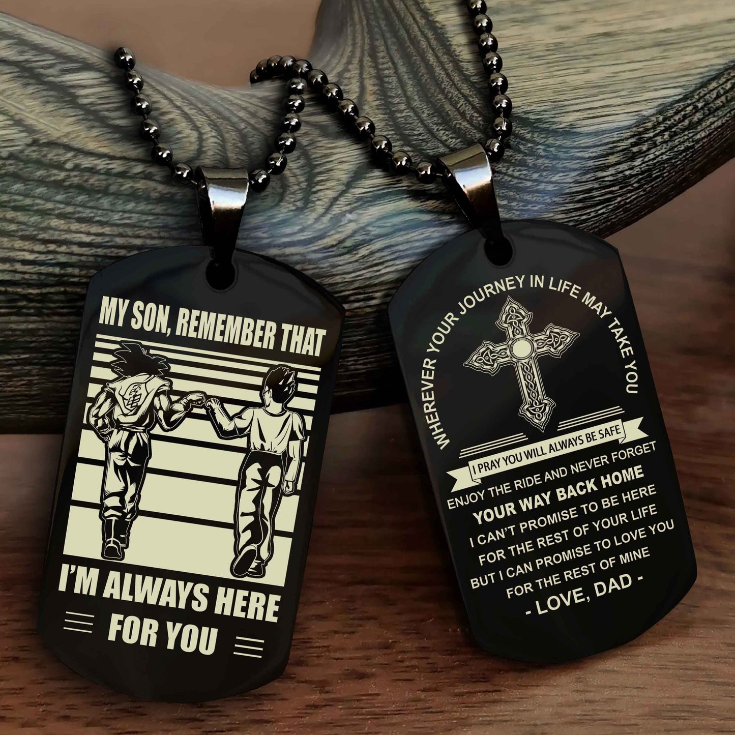 Samurai Cross Double Sided Dog Tag My Son Remember That - Gift For Son Enjoy The Ride Never Forget Your Way Back Home
