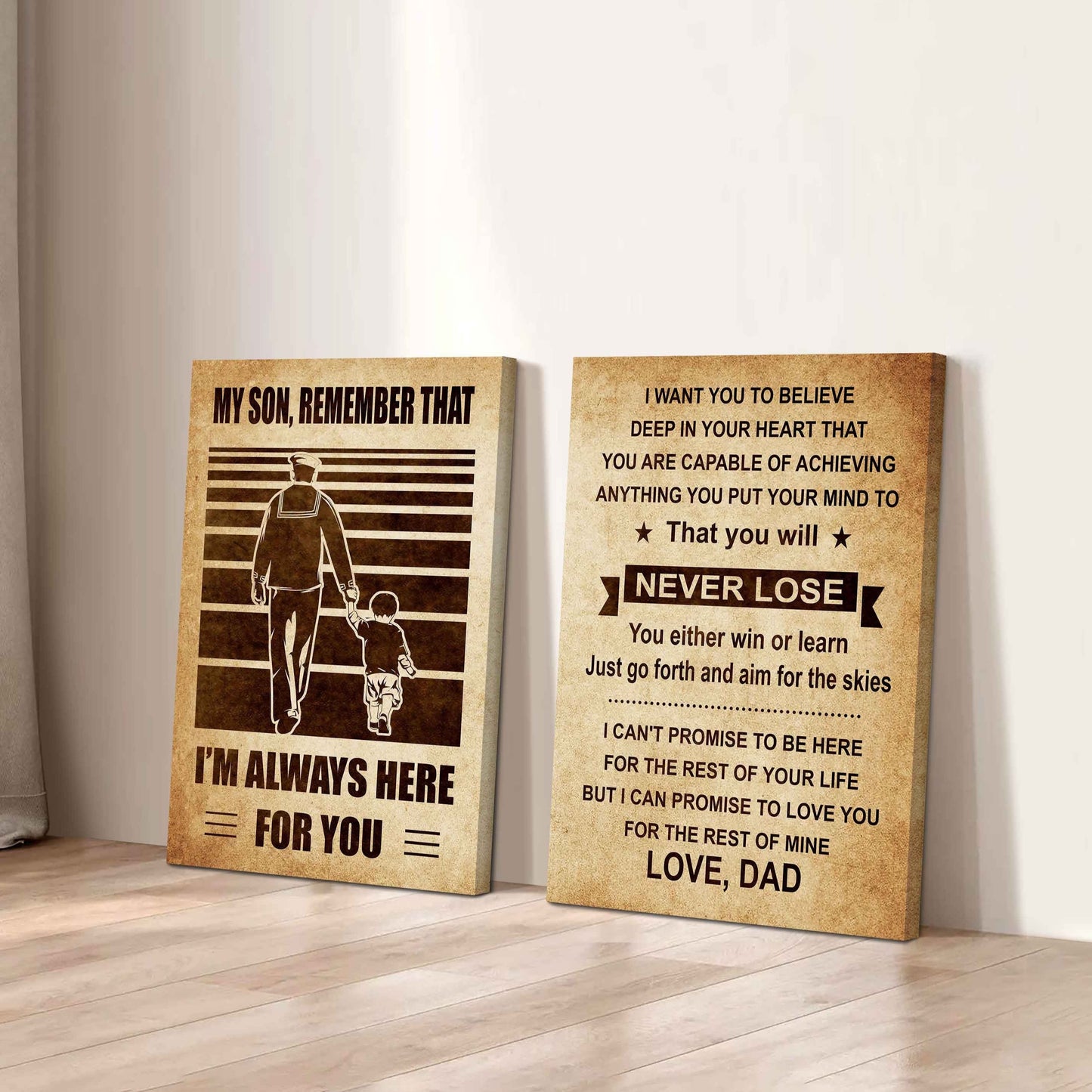 Combo 2 Sport Poster Canvas My Son Remember That - You Will Never Lose You Either Win Or Learn
