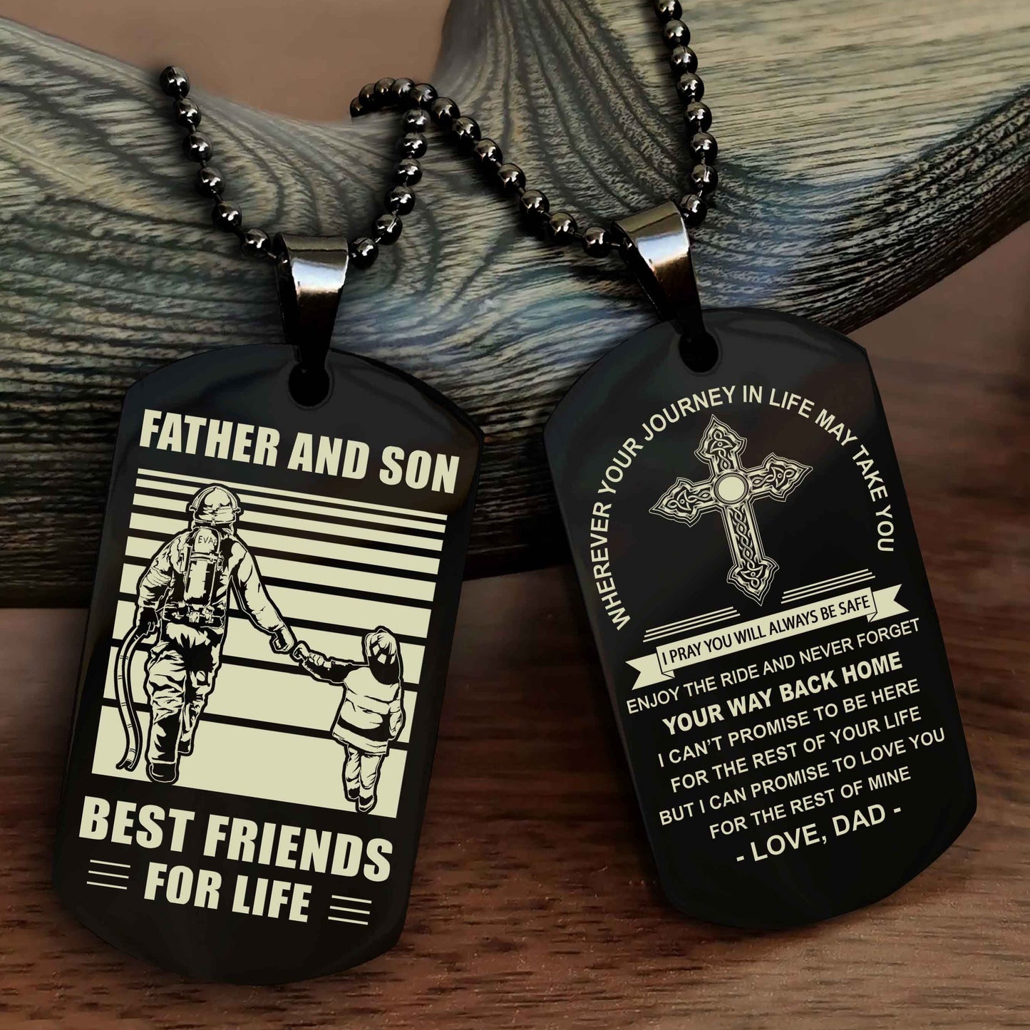 Samurai Cross Double Sided Dog Tag Father And Son Best Friend For Life - Gift For Son Never Forget Your Way Back Home