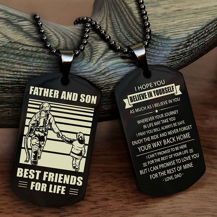 Samurai Personalized Double Sided Dog Tag Black To My Son I Love You - Enjoy The Ride And Never Forget Your Way Back Home From