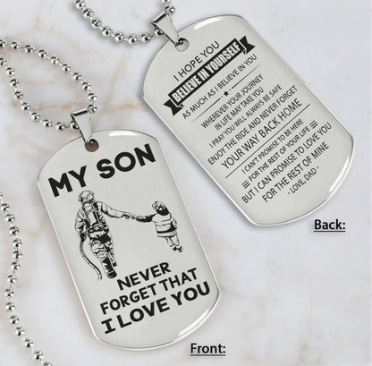 DRB Personalized Double Sided Dog Tag To My Son Never Forget That I Love You - Never Forget Your Way Back Home