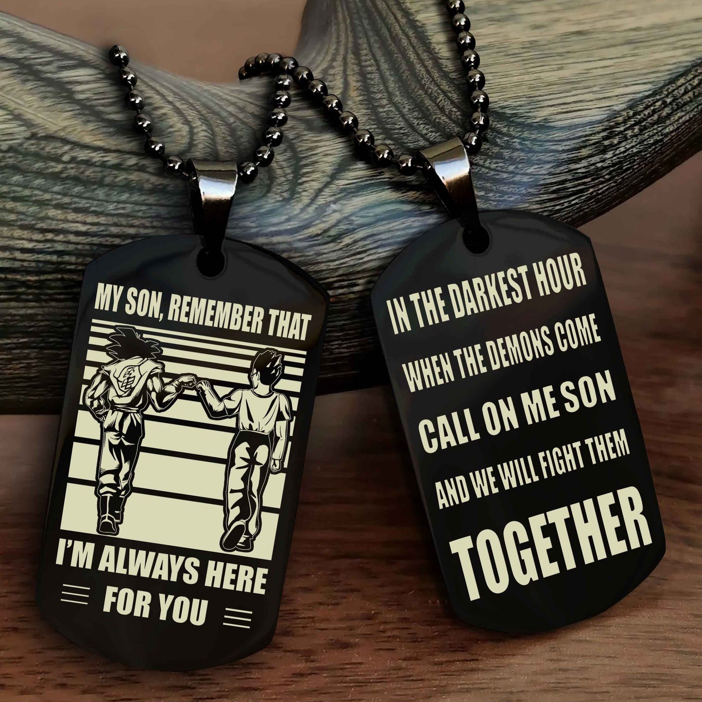DRB Personalized Double Sided Dog Tag My Son Remember That I Will Always Here Call On Me Son And We Will Fight Them Together