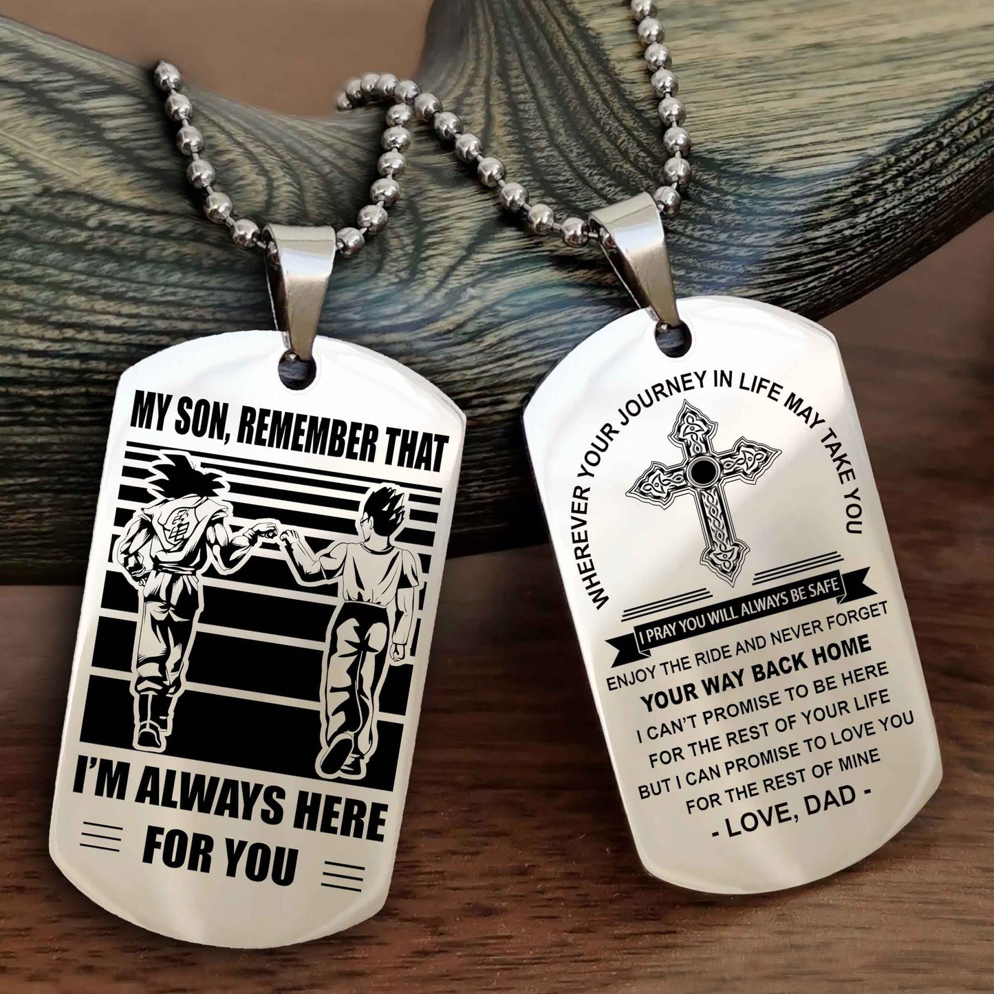 Knight Templar Cross Double Sided Dog Tag My Son Remember That - Gift For Son Enjoy The Ride Never Forget Your Way Back Home