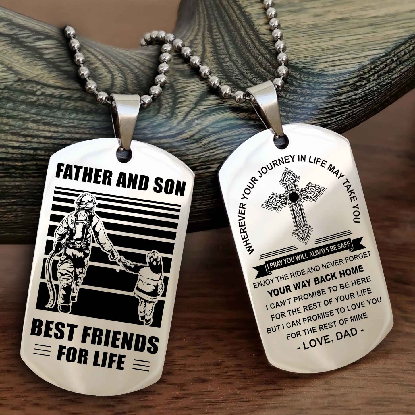 Samurai Cross Double Sided Dog Tag Father And Son Best Friend For Life - Gift For Son Never Forget Your Way Back Home