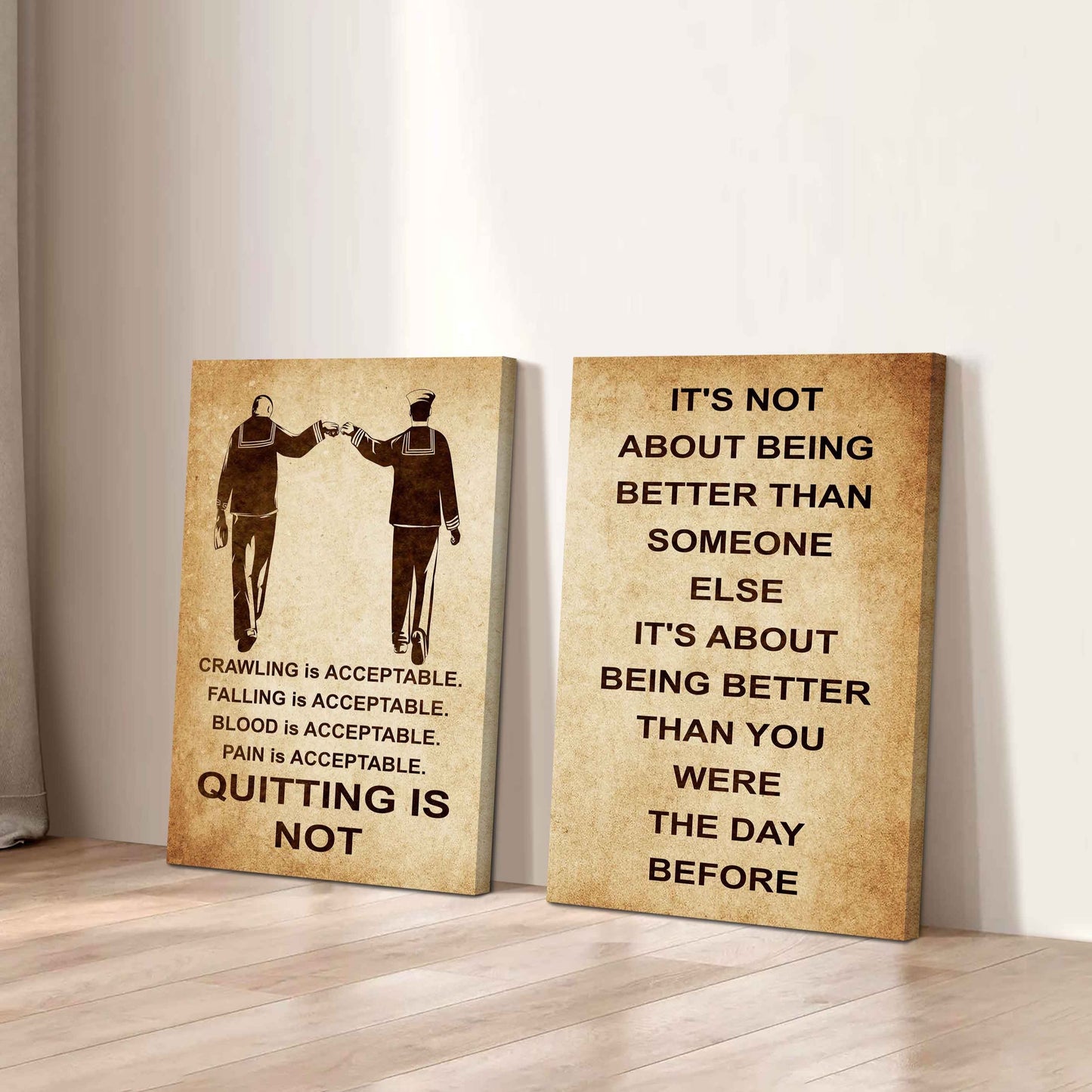 Combo 2 DRB Poster Canvas Quitting Is Not - It's Not About Being Better Than Someone Else It's About Being Better Than You Were The Day Before