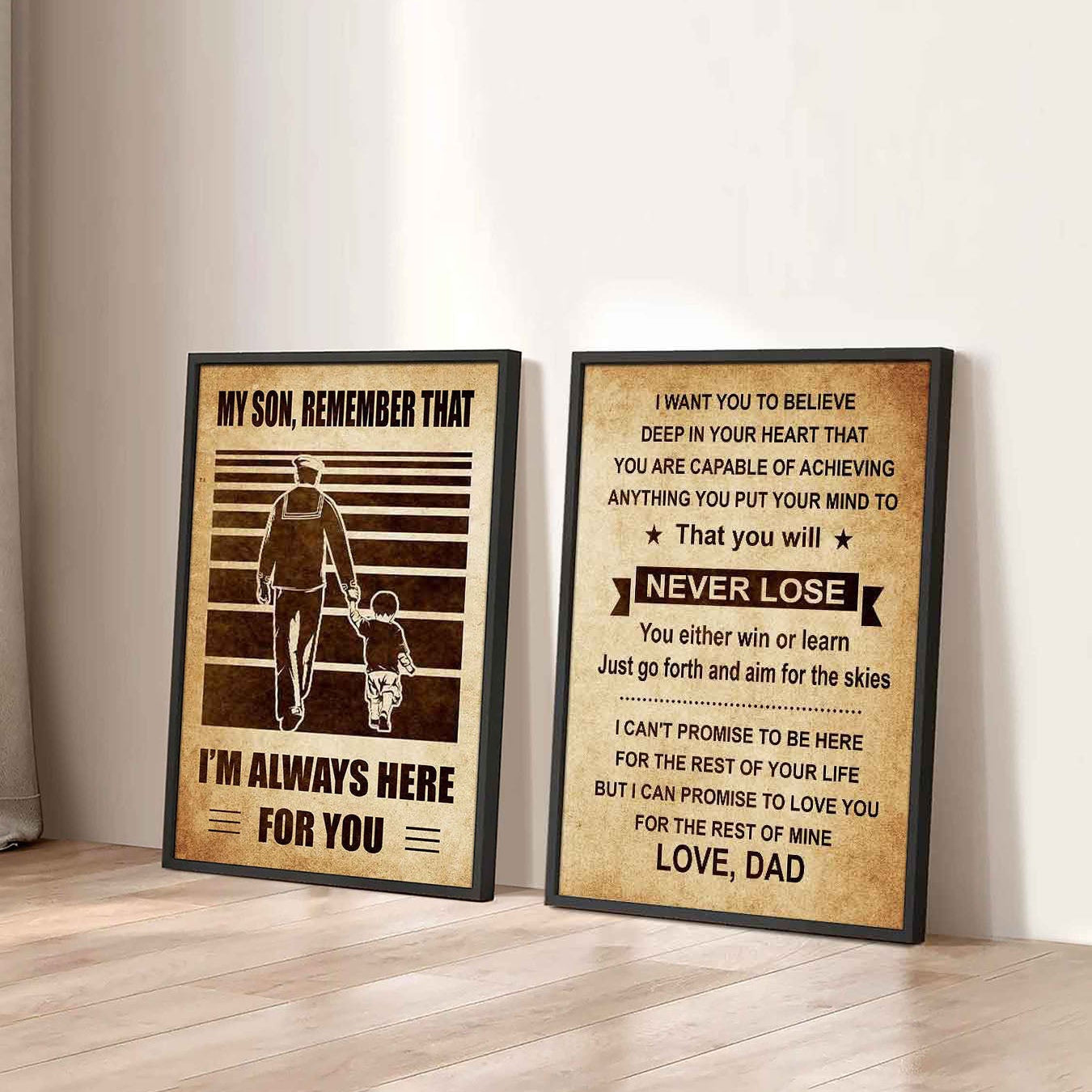 Combo 2 Sport Poster Canvas My Son Remember That - You Will Never Lose You Either Win Or Learn