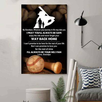 Hockey Poster Canvas Grandpa To Grandson - Never Forget Your Way Back Home I Will Always Your No 1 Fan