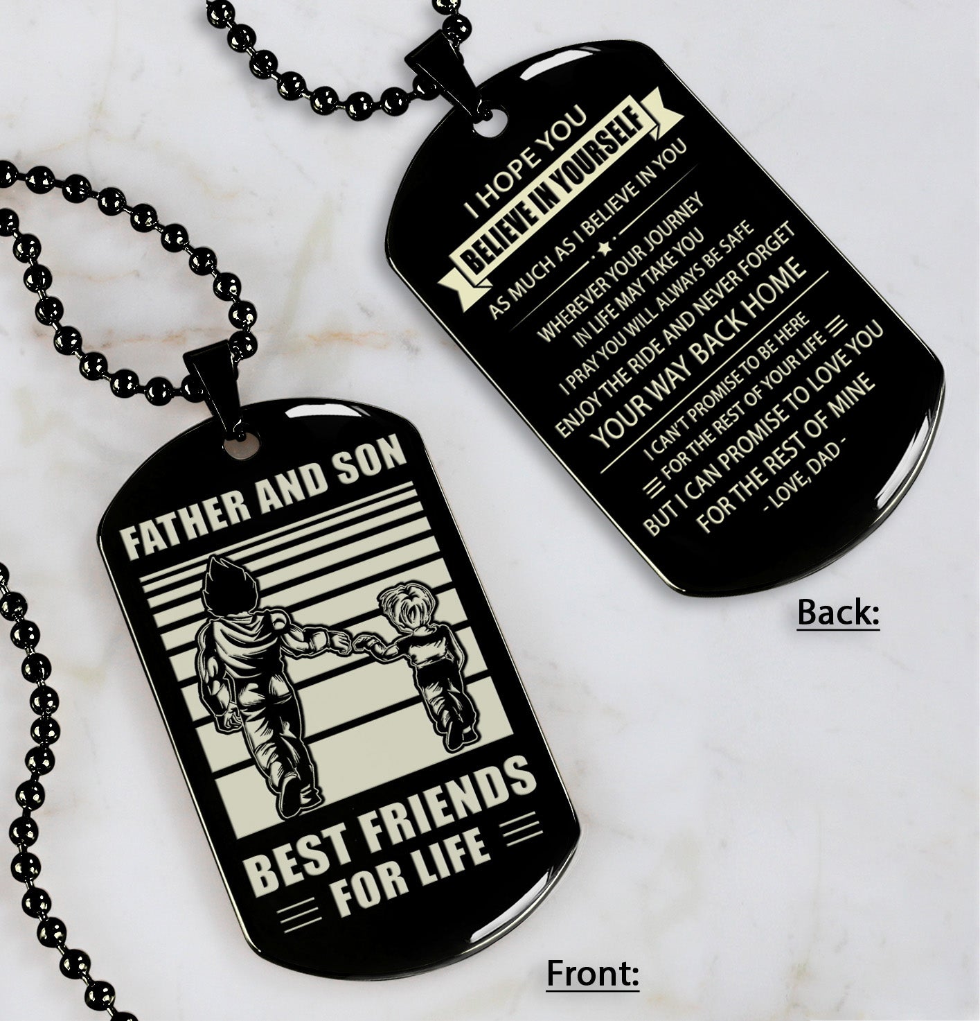 NVL Personalized Double Sided Dog Tag Father And Son Best Friends For Life - Message on the back side