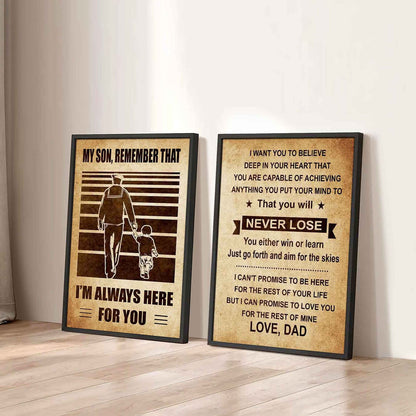 Combo 2 DRB Poster Canvas My Son Remember That - You Will Never Lose You Either Win Or Learn