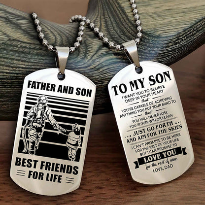 DRB Double Sided Dog Tag Father And Son Best Friend For Life - Gift For Son Just Go Forth And Aim For The Skies