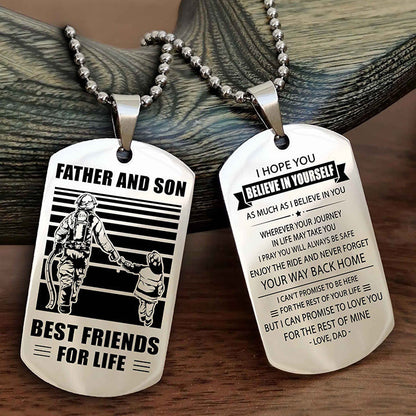 Samurai Personalized Double Sided Dog Tag Black To My Son I Love You - Enjoy The Ride And Never Forget Your Way Back Home From