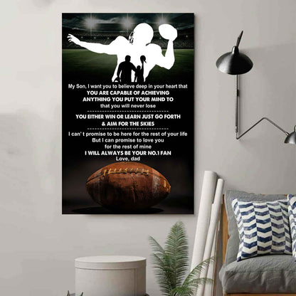Sport Poster Canvas Dad To Son - You Will Never Lose You Either Win Or Learn I Will Always Your No 1 Fan