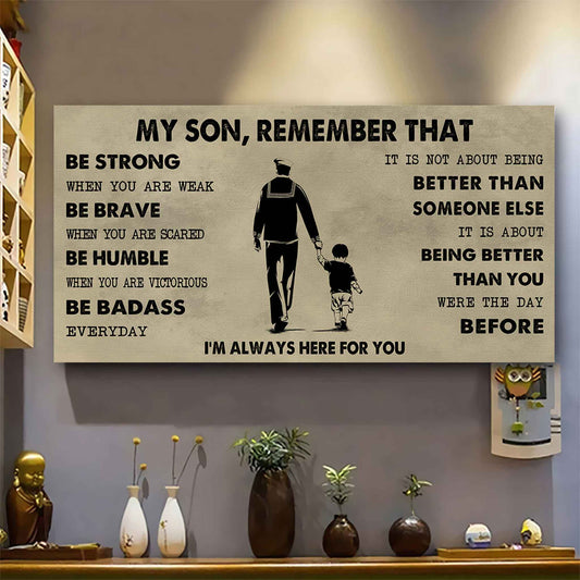 Personalized DRB Poster Canvas - My Son Remember That Be Strong When You Are Weak Be Badass Everyday
