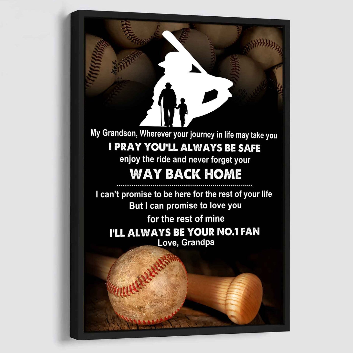 American Football Poster Canvas Grandpa To Grandson - Never Forget Your Way Back Home I Will Always Your No 1 Fan