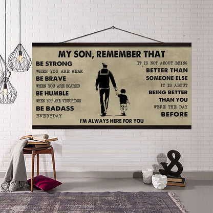 Personalized DRB Poster Canvas - My Son Remember That Be Strong When You Are Weak Be Badass Everyday