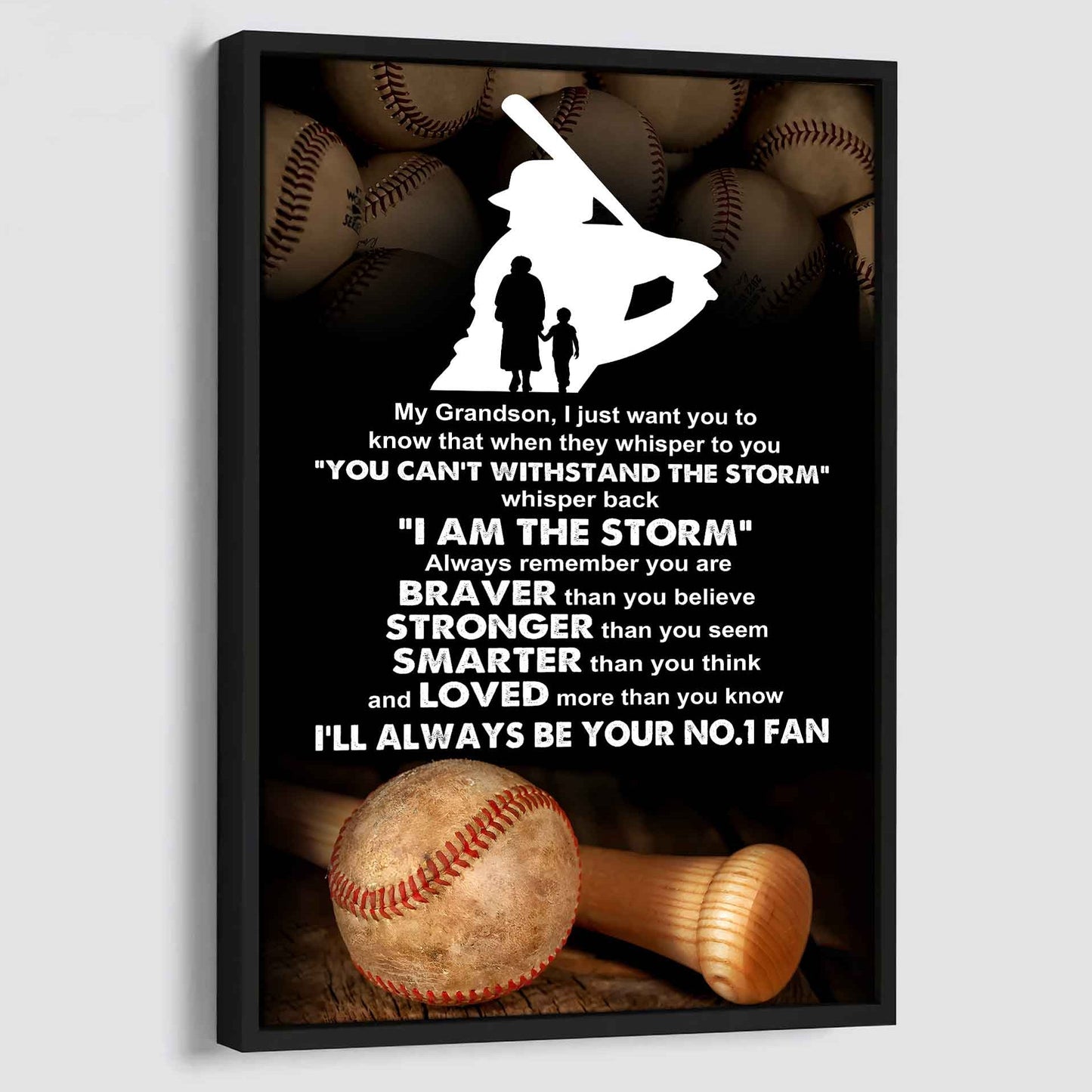 American Football Poster Canvas Grandma To Grandson - Whisper Back I Am The Storm I Will Always Your No 1 Fan