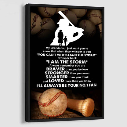 American Football Poster Canvas Grandma To Grandson - Whisper Back I Am The Storm I Will Always Your No 1 Fan