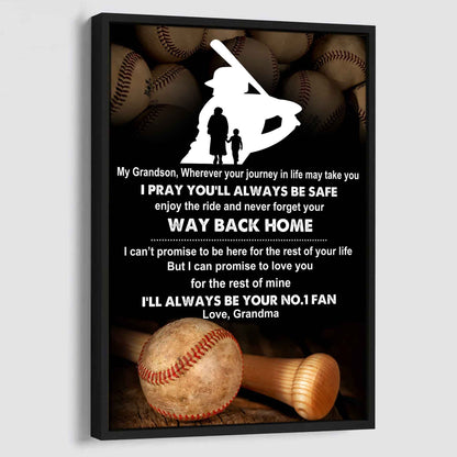 Sport Basketball Poster Canvas Grandma To Grandson - Never Forget Your Way Back Home I Will Always Your No 1 Fan