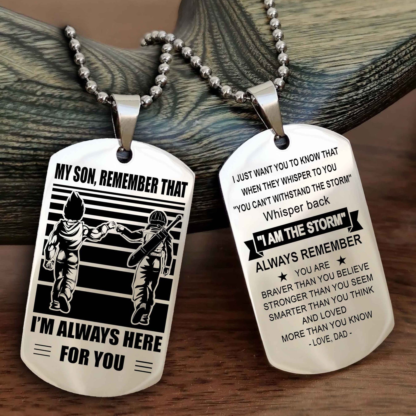 Samurai Personalized Double Sided Dog Tag My Son Remember That I Will Always Here Whisper Back I Am The Storm