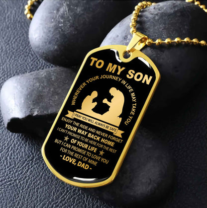 DRB Military Chain 18K Gold Plated Silver Plated To My Son Never Forget Your Way Back Home
