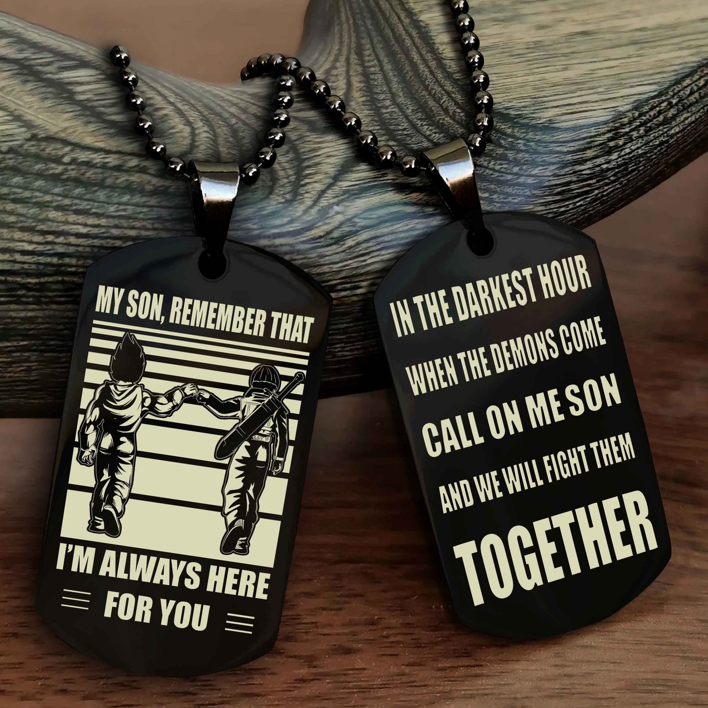 Samurai Personalized Double Sided Dog Tag My Son Remember That I Will Always Here Call On Me Son And We Will Fight Them Together