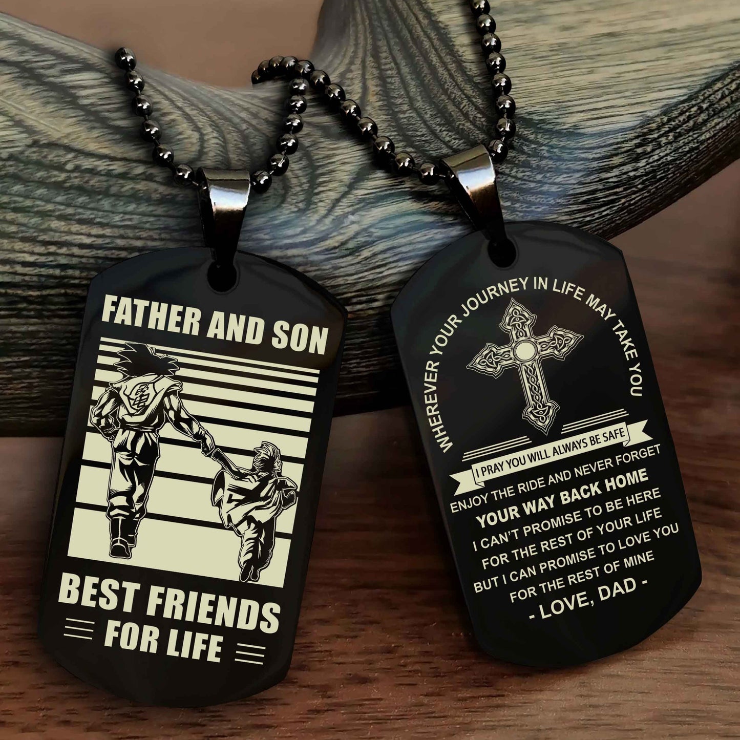 Samurai Cross Double Sided Dog Tag Father And Son Best Friend For Life - Gift For Son Never Forget Your Way Back Home