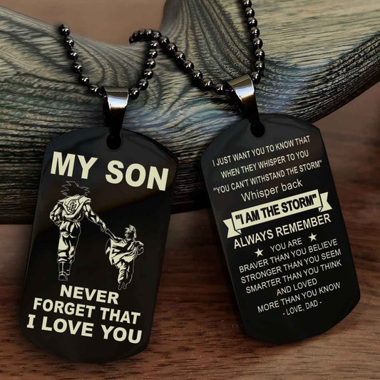 DRB Double Sided Dog Tag To My Son Never Forget That I Love You New Version - Whisper Back I'm The Storm