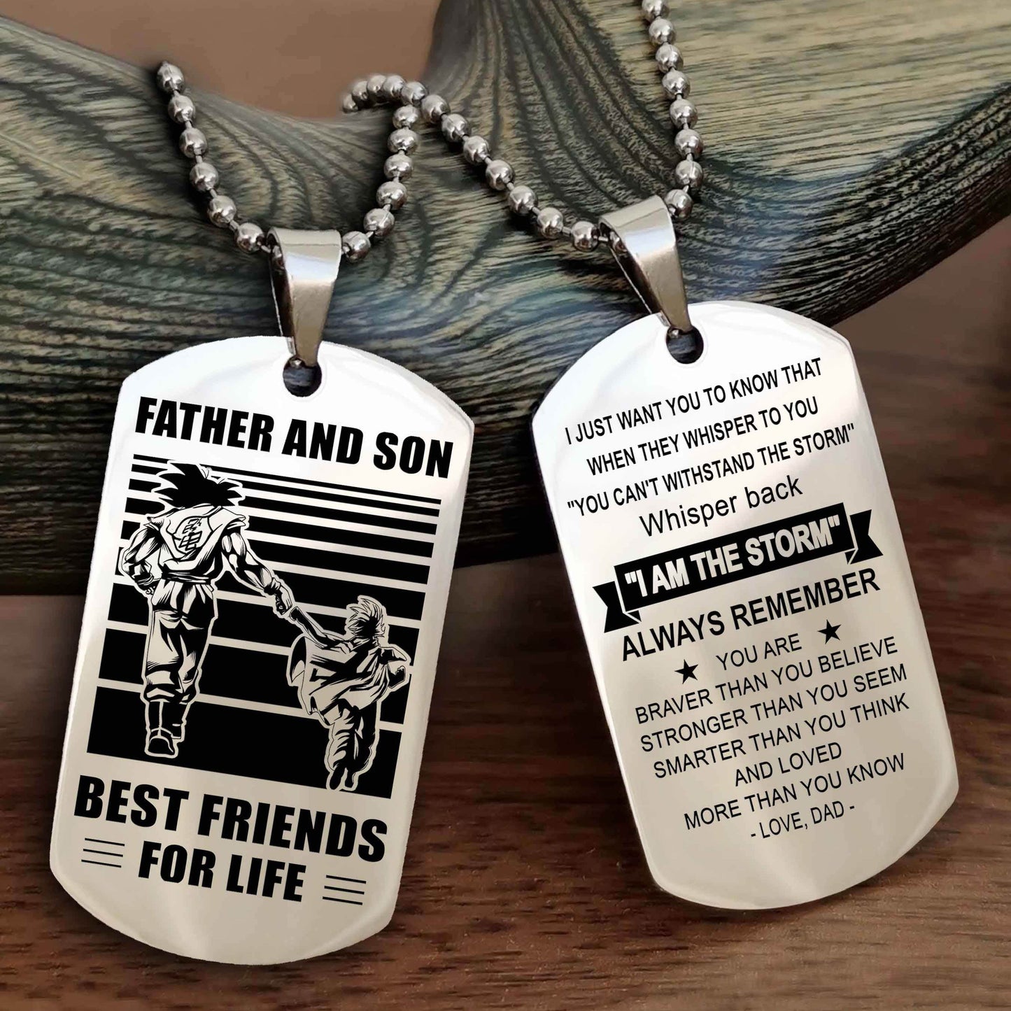 Samurai Personalized Double Sided Dog Tag Silver To My Son I Love You - Whisper Back I'm The Storm