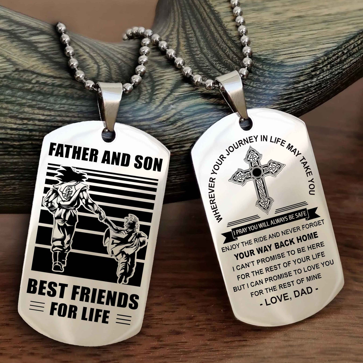 Samurai Cross Double Sided Dog Tag Father And Son Best Friend For Life - Gift For Son Never Forget Your Way Back Home