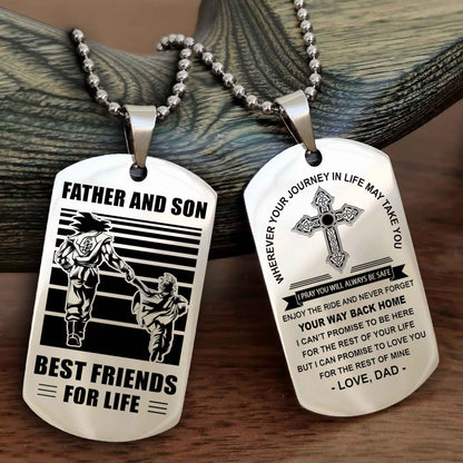 Samurai Cross Double Sided Dog Tag Father And Son Best Friend For Life - Gift For Son Never Forget Your Way Back Home