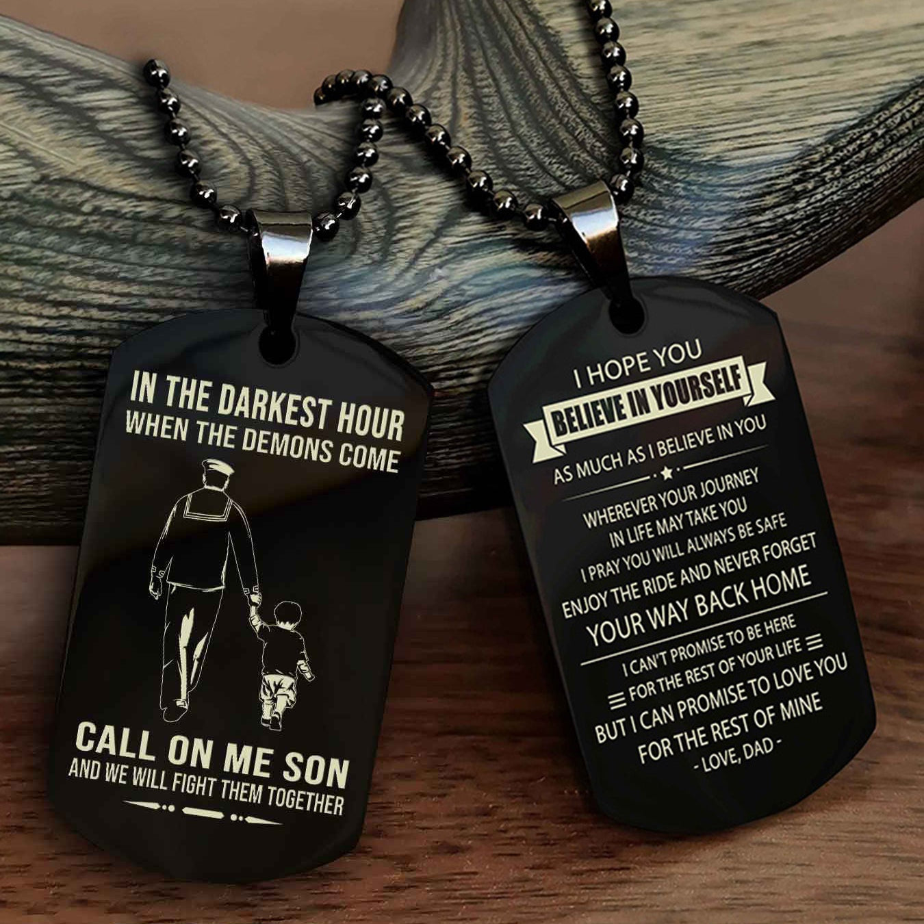 DRB Double Sided Dog Tag Call On Me Son - Gift For Son From Dad Never Forget Your Way Back Home