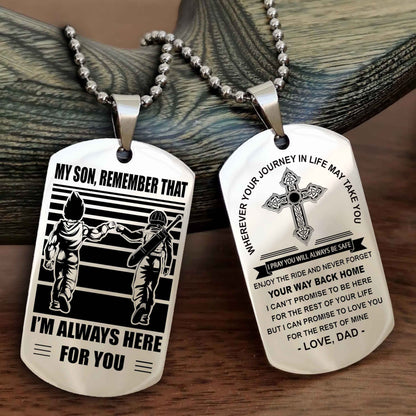DRB Cross Double Sided Dog Tag My Son Remember That - Gift For Son Enjoy The Ride Never Forget Your Way Back Home