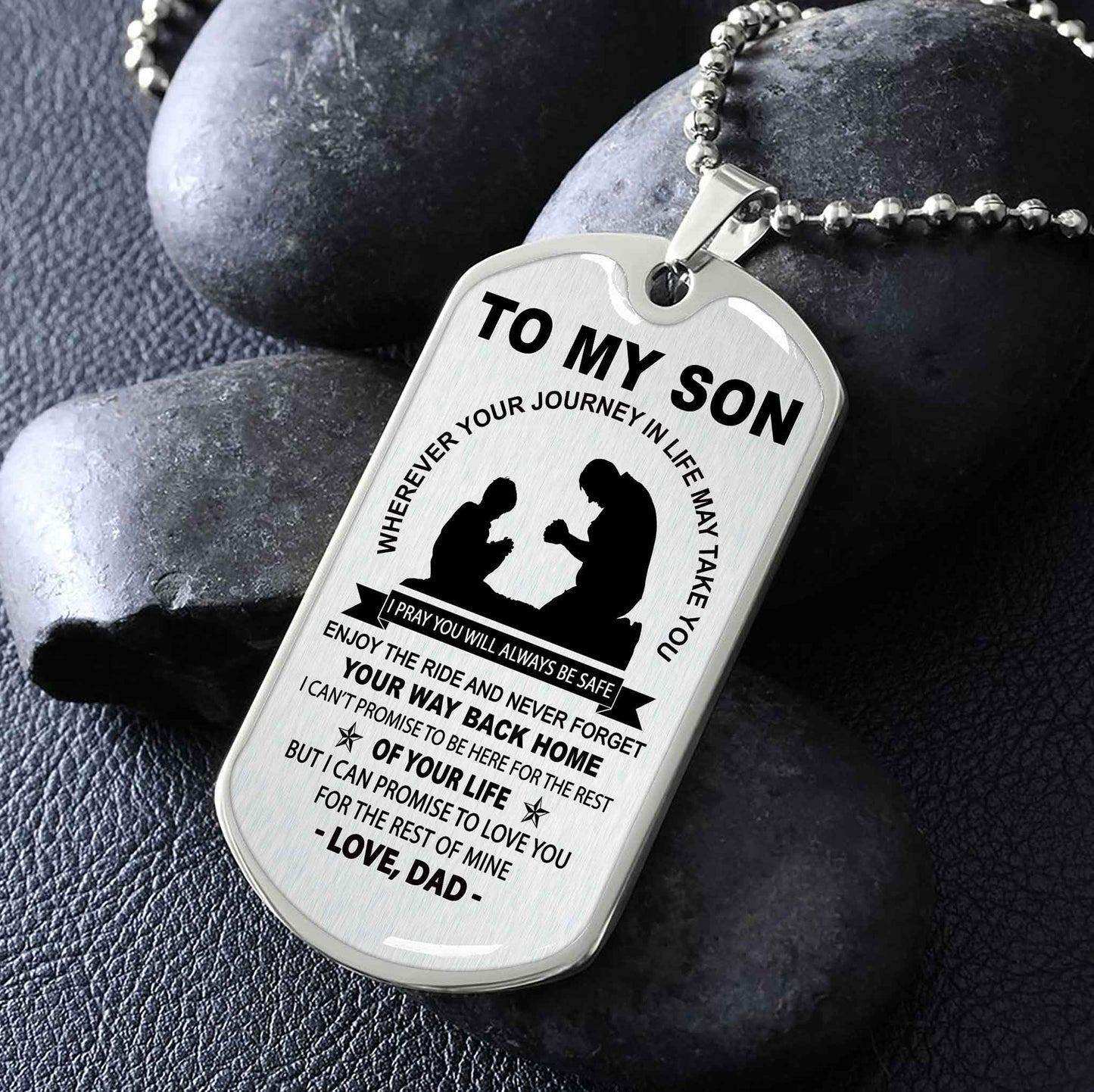 DRB Military Chain 18K Gold Plated Silver Plated To My Son Never Forget Your Way Back Home