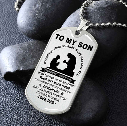 DRB Military Chain 18K Gold Plated Silver Plated To My Son Never Forget Your Way Back Home