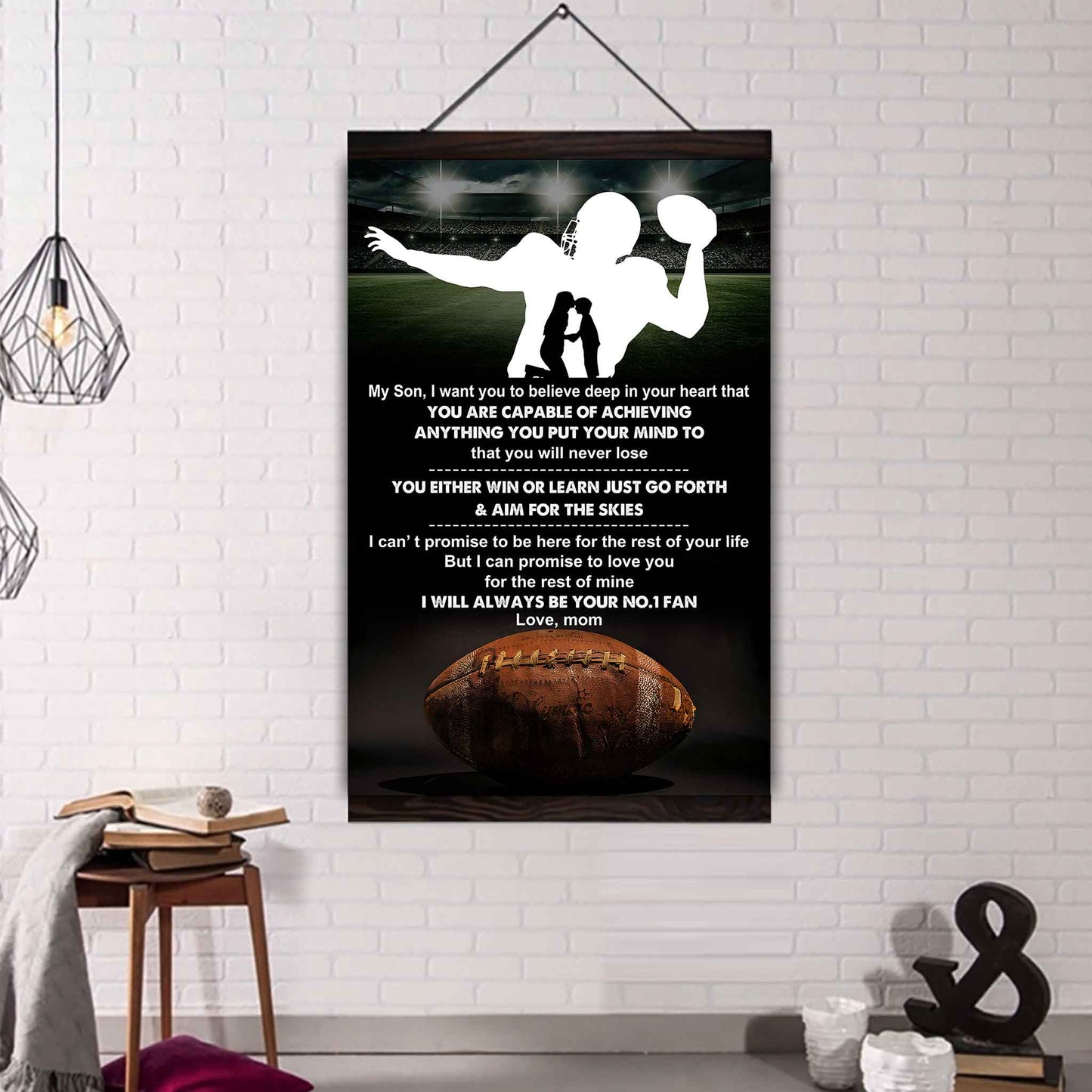 Sport Poster Canvas Mom To Son - You Will Never Lose You Either Win Or Learn I Will Always Your No 1 Fan